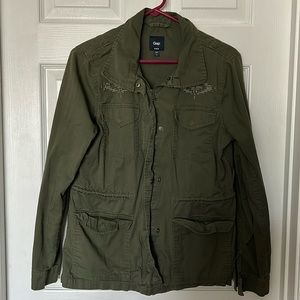 GAP army green zip/snap jacket